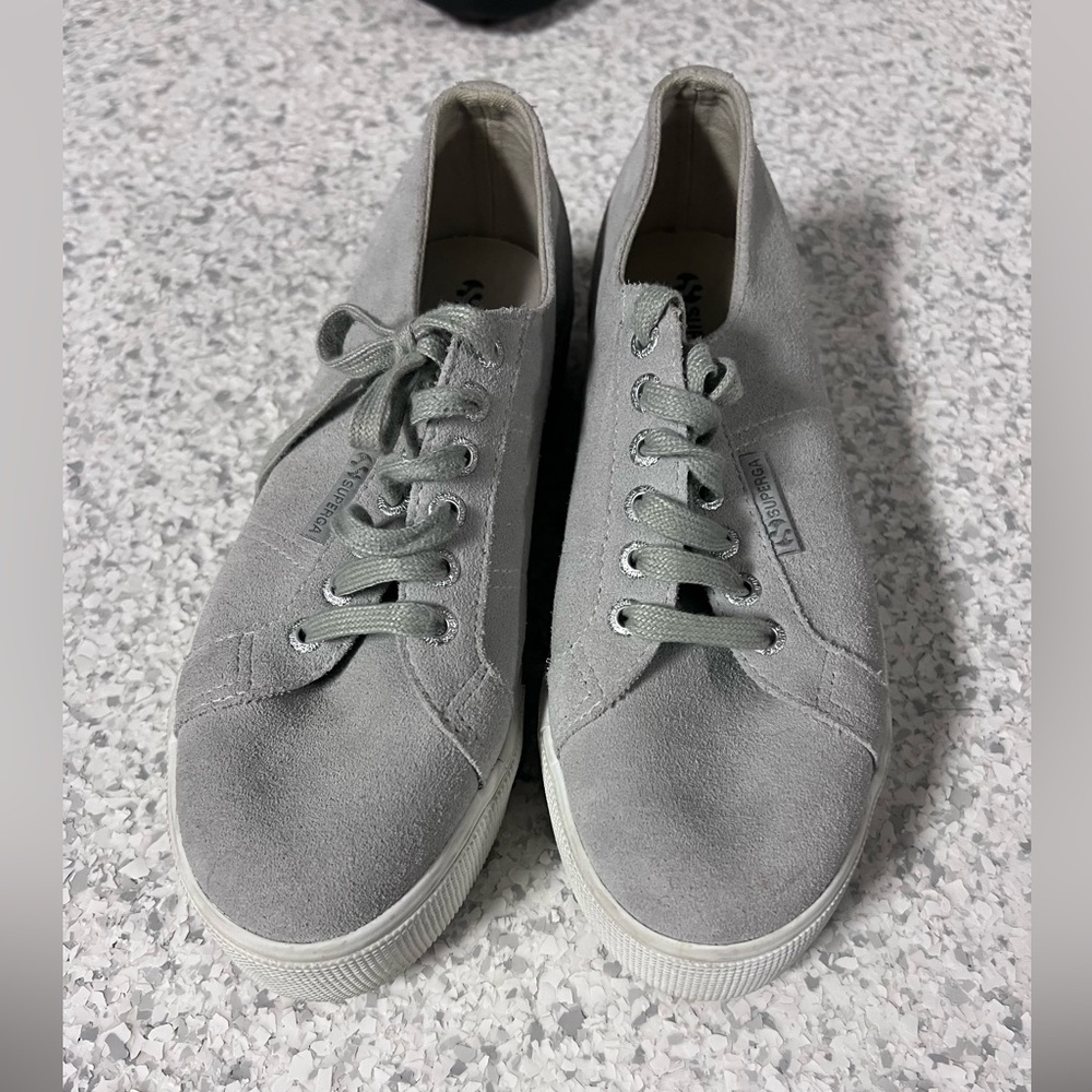 Superga Light Gray Suede Sneakers